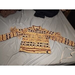 Rock and Roll Denim Women's Southwestern‎ Print Fringe Jacket Size L